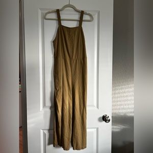 Tan overall style zip up long pant jumper
